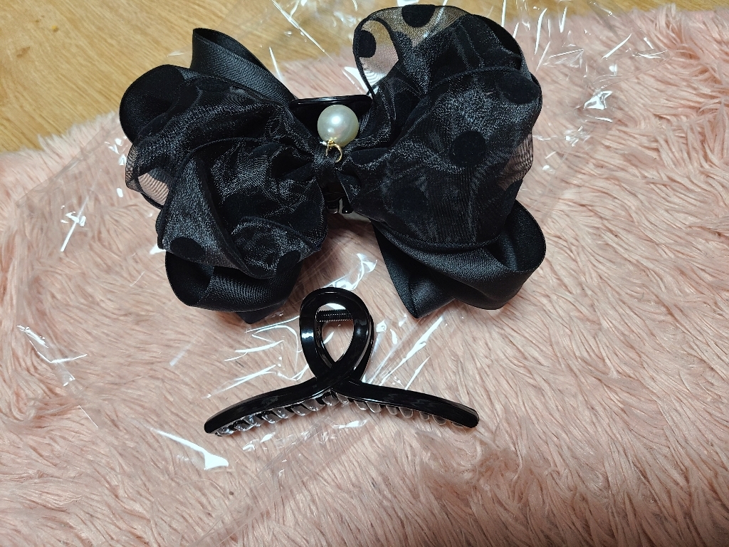 장미공주 여성 웨딩 도트 빅리본 올림머리 집게핀 머리핀 헤어핀