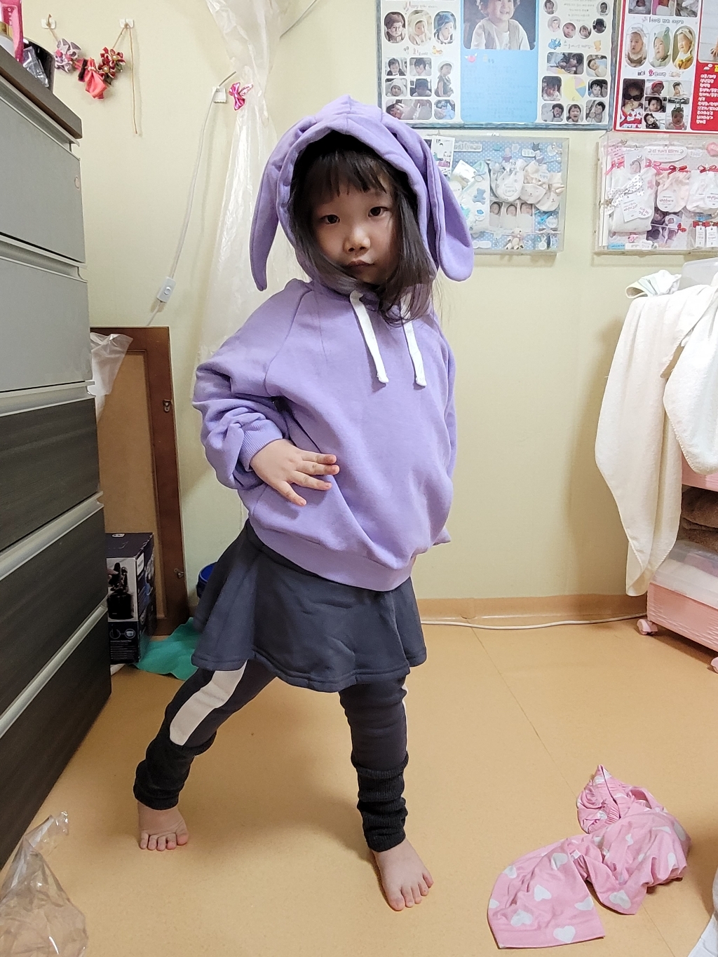앤디애플 여아용 큐티래빗후드왕기모 상하복