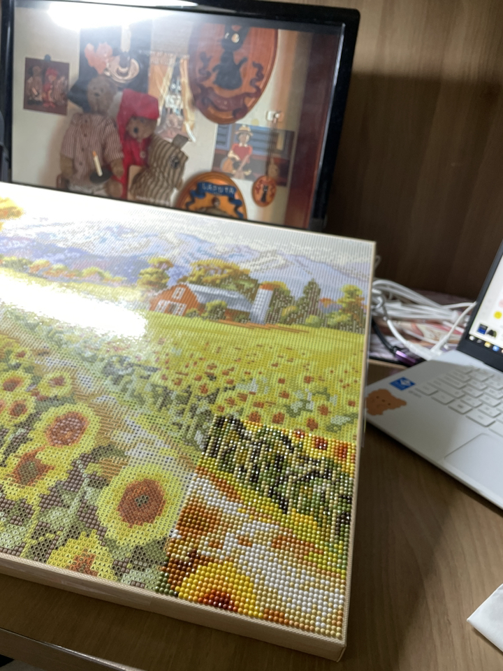 아이러브페인팅 금전운을 부르는 해바라기 DIY 비즈 보석십자수 액자 40x
