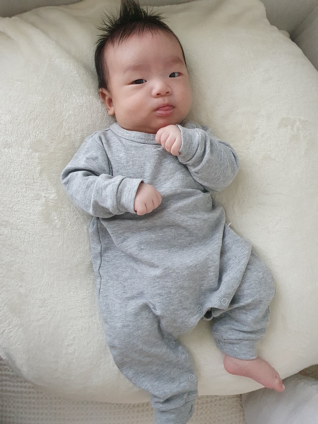 맘스케어 순면 어깨스냅 긴팔 우주복