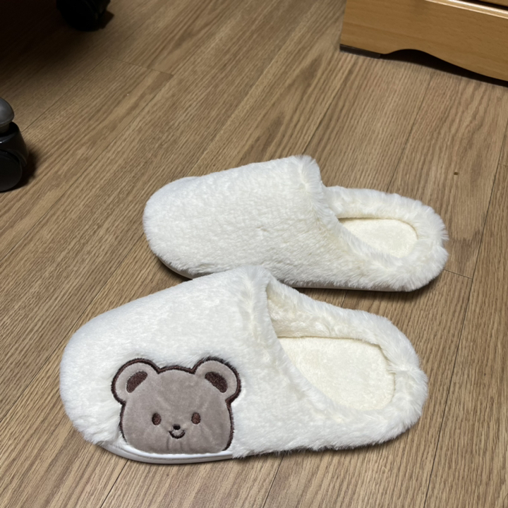 라블 여성용 털안감 곰돌이 슬리퍼