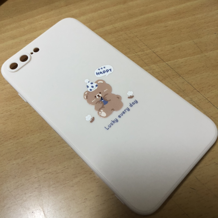 귀여운 곰 모자 직각 테두리 아이폰 시리즈 실리콘 젤리 휴대폰 케이스 컬러 인쇄
