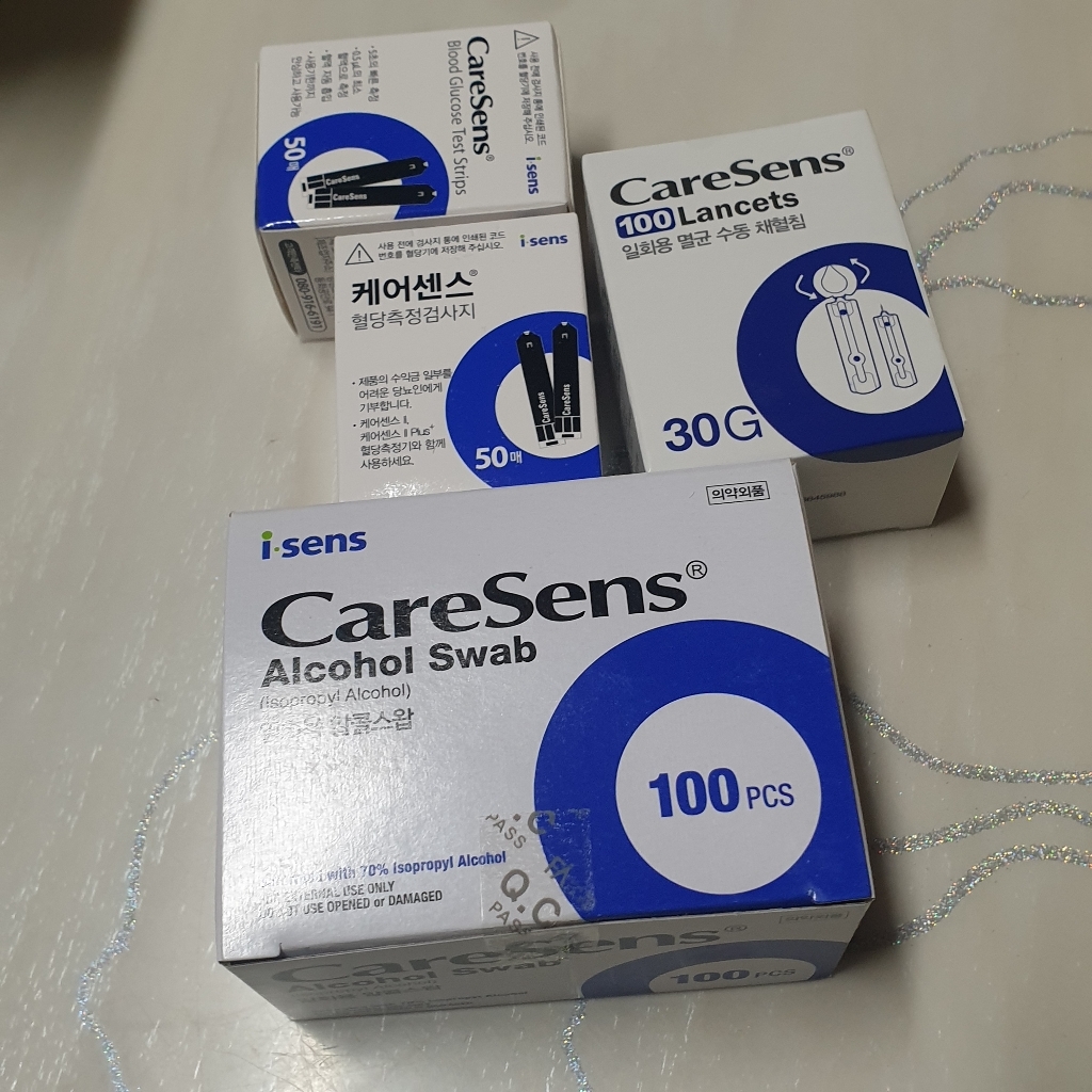 [아이센스] 케어센스2 혈당시험지 100매+침100개+솜100개, 케어센스2혈당 시험지 100매 +침100매+솜100매, 1개, 1세트
