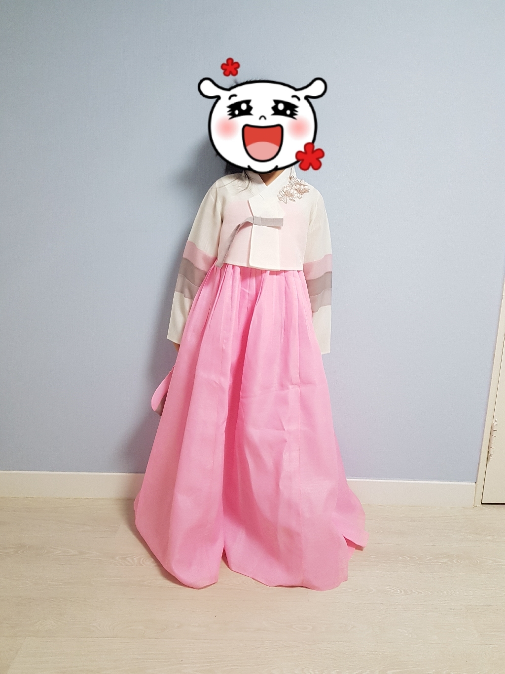 금동이아가한복 여아용 입체꽃패치 한복 복주머니 AW143