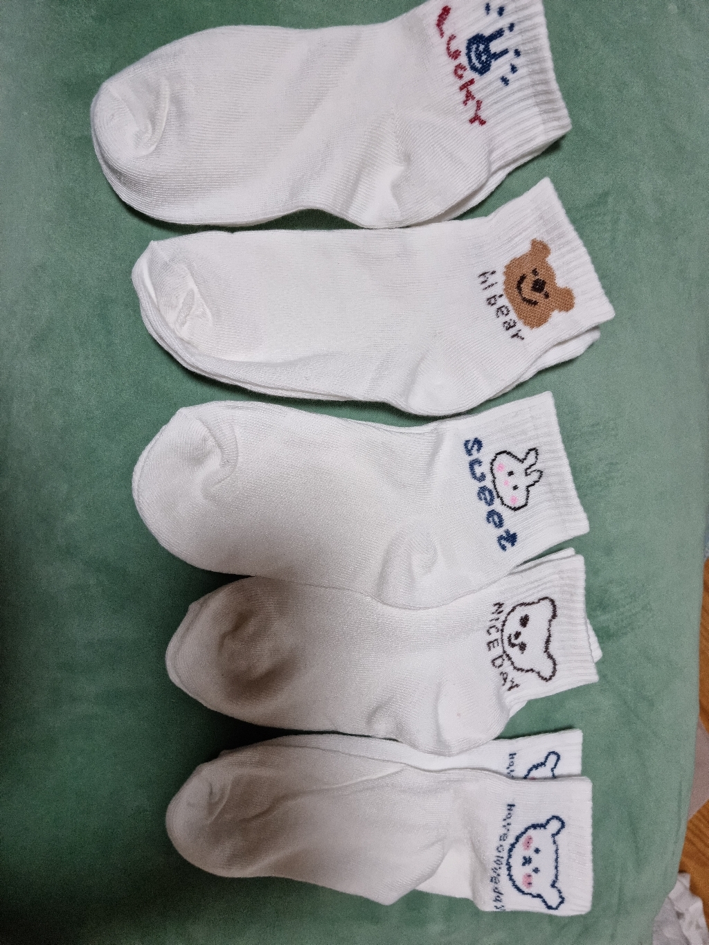 제이셀 여학생용 G763 여학생용 캐릭터 곰 시리즈 화이트 골지 양말 5켤레 리뷰후기
