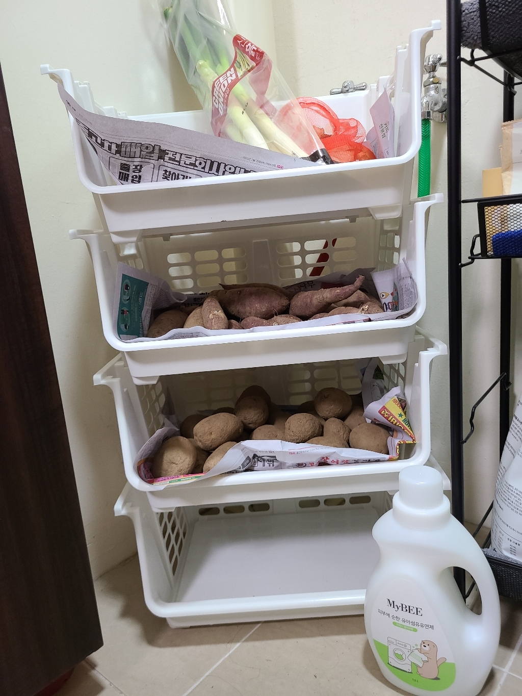 네이쳐리빙 모던데일 적층형 고정 4단 바스켓 중