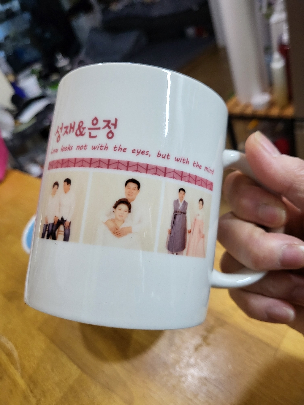 핸드토리 주문 제작 포토 이니셜 뚜껑 머그컵
