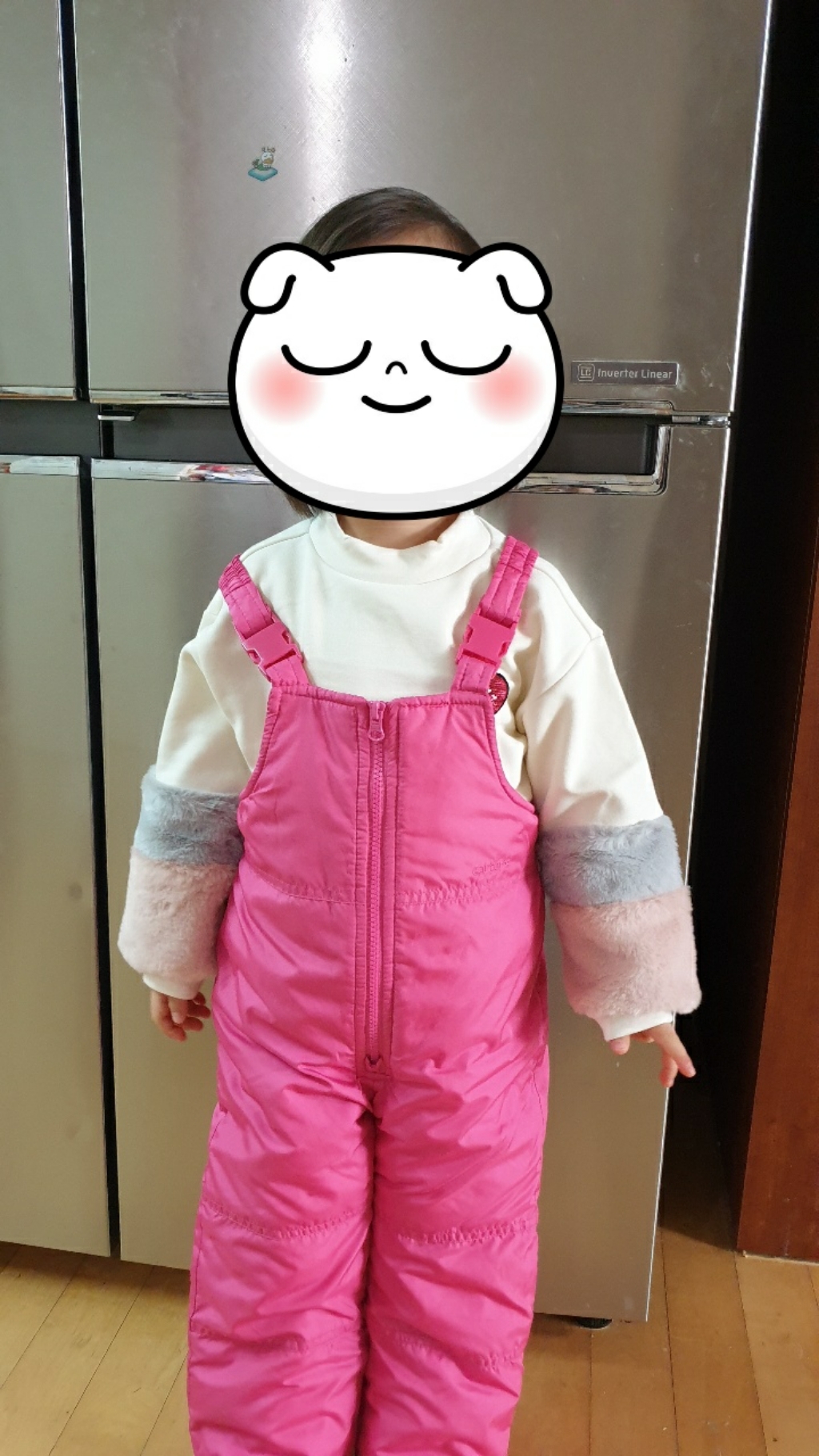 젤리스푼 여아용 HIT스윗 포근퍼 배색 밍크 기모티셔츠
