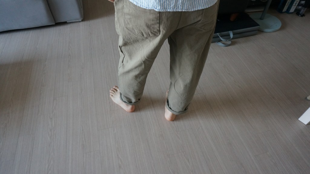라운지21 남자 퍼티그 아웃포켓 면워싱 밴딩 9부 와이드팬츠