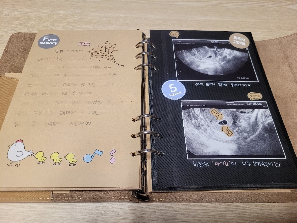 육오빠 초음파앨범 꾸미기 접착식 주수스티커 태아 아기 사진정리 보관 셀프포토북 랑이띠 토끼띠 리뷰 후기