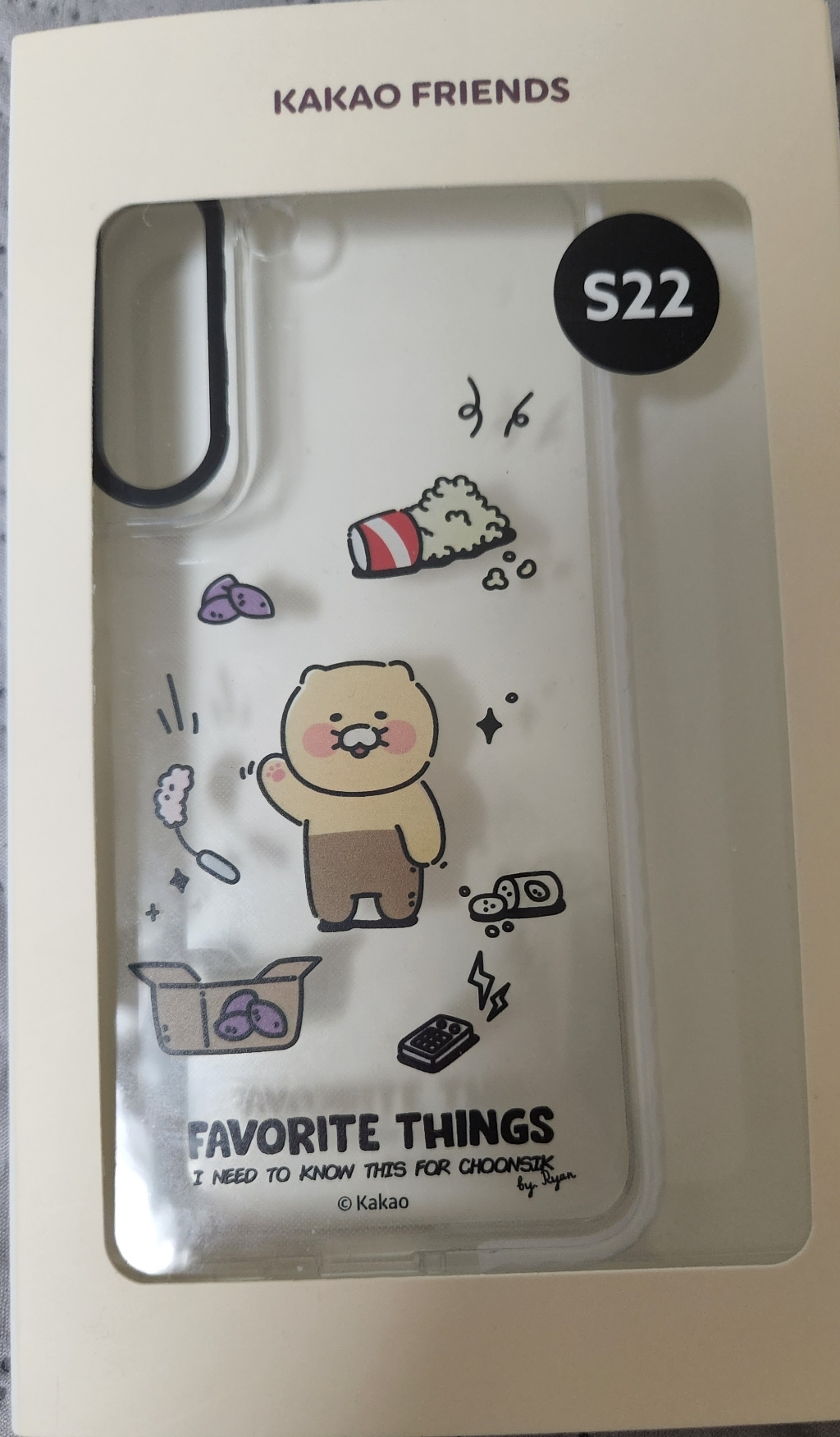 카카오프렌즈 춘식이 카툰 그래픽 투명 라인 휴대폰 케이스