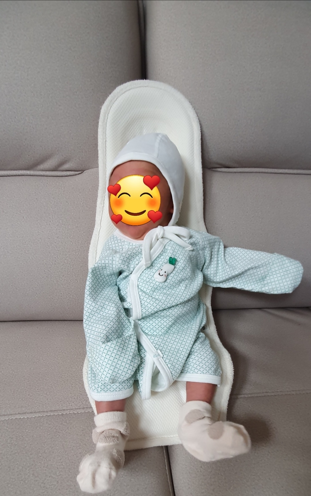오가닉붐 베이직 끈 신생아모 사계절