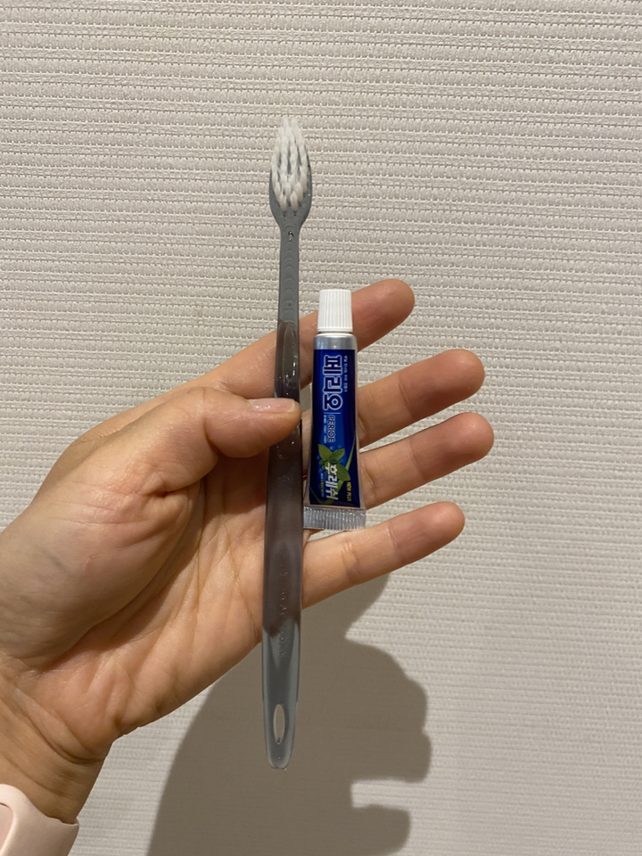 일회용 텔 칫솔 치약 덴탈 블루그린