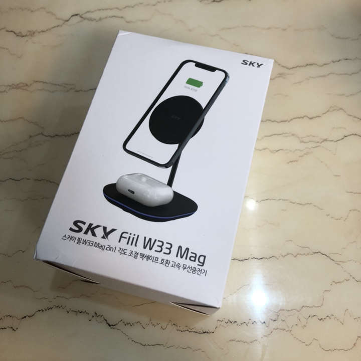 스카이랩 스카이 필 W33 a 2in1 아이폰 맥세이프 환 각도조절 고속 무선충전기 SKY-Wa