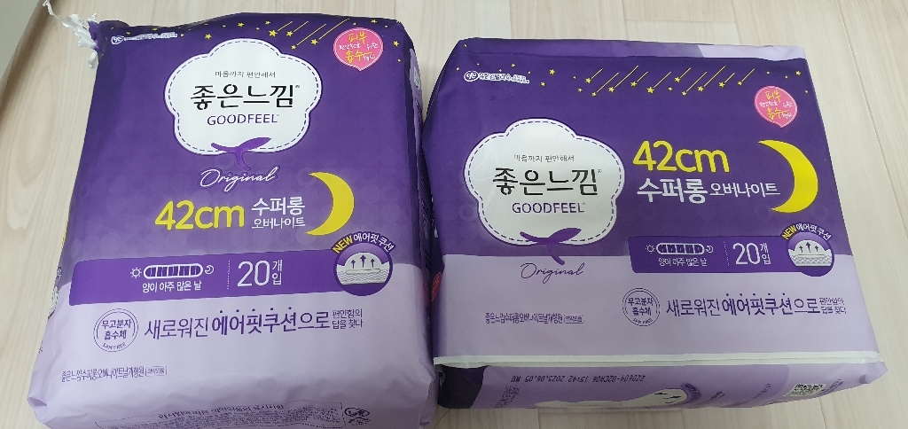 좋은느낌 수퍼 롱 오버나이트 날개형 생리대
