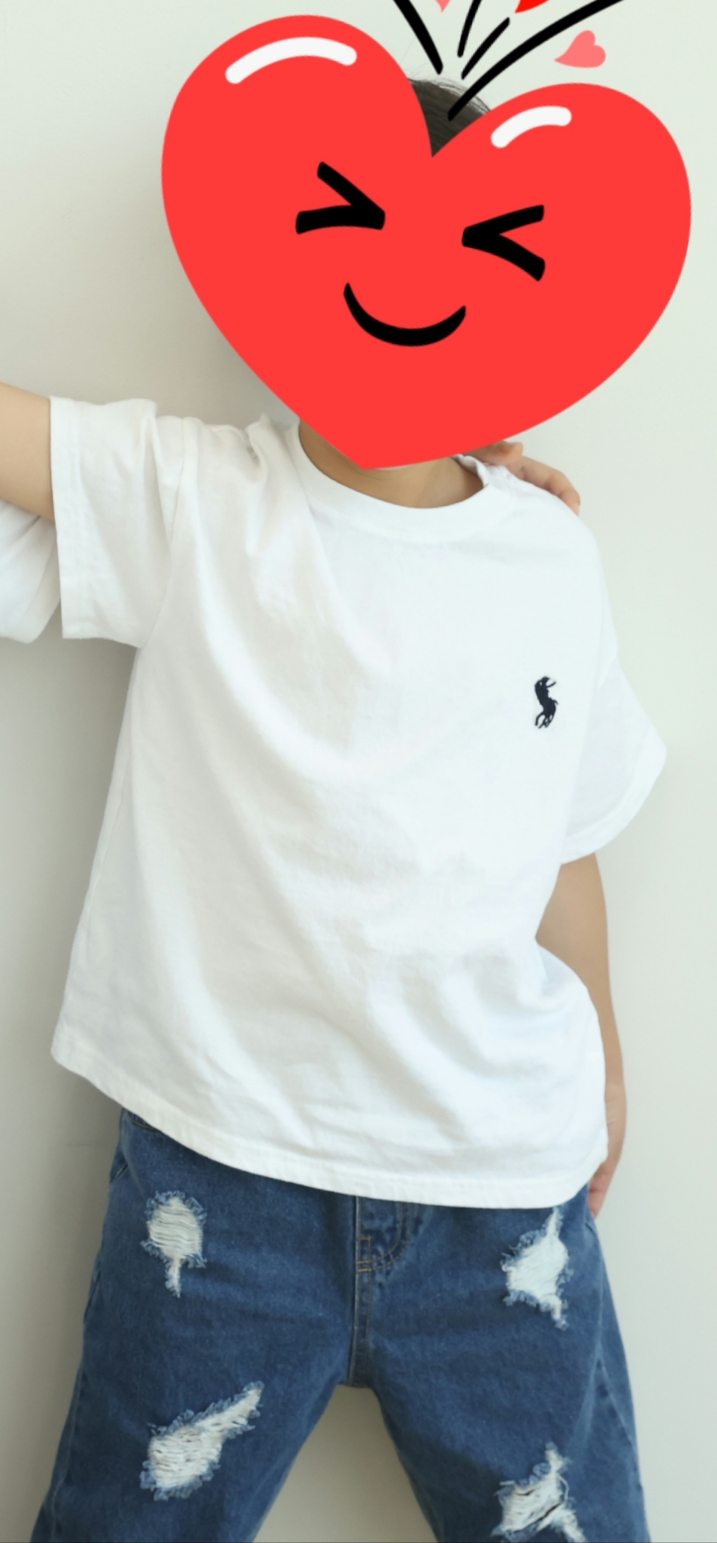 소년마켓 하트 면 반팔티 까지-엄마 아빠-