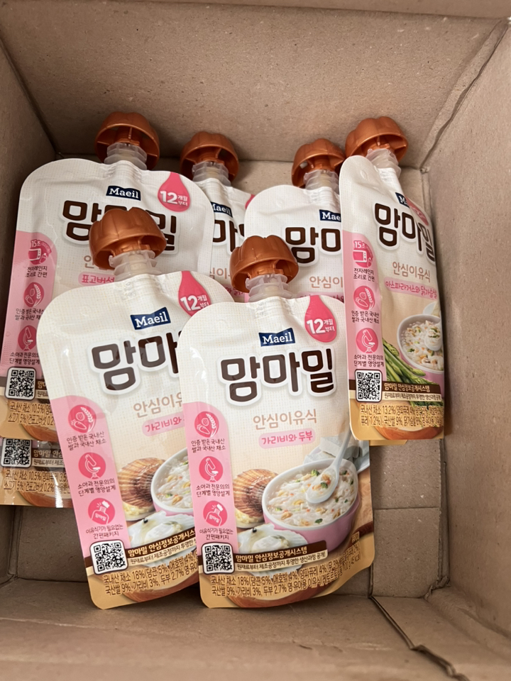 맘마밀 안심이유식 12개월 가리비와두부아스파라거스와닭가슴살표고버섯과소고기 3종 리뷰 후기