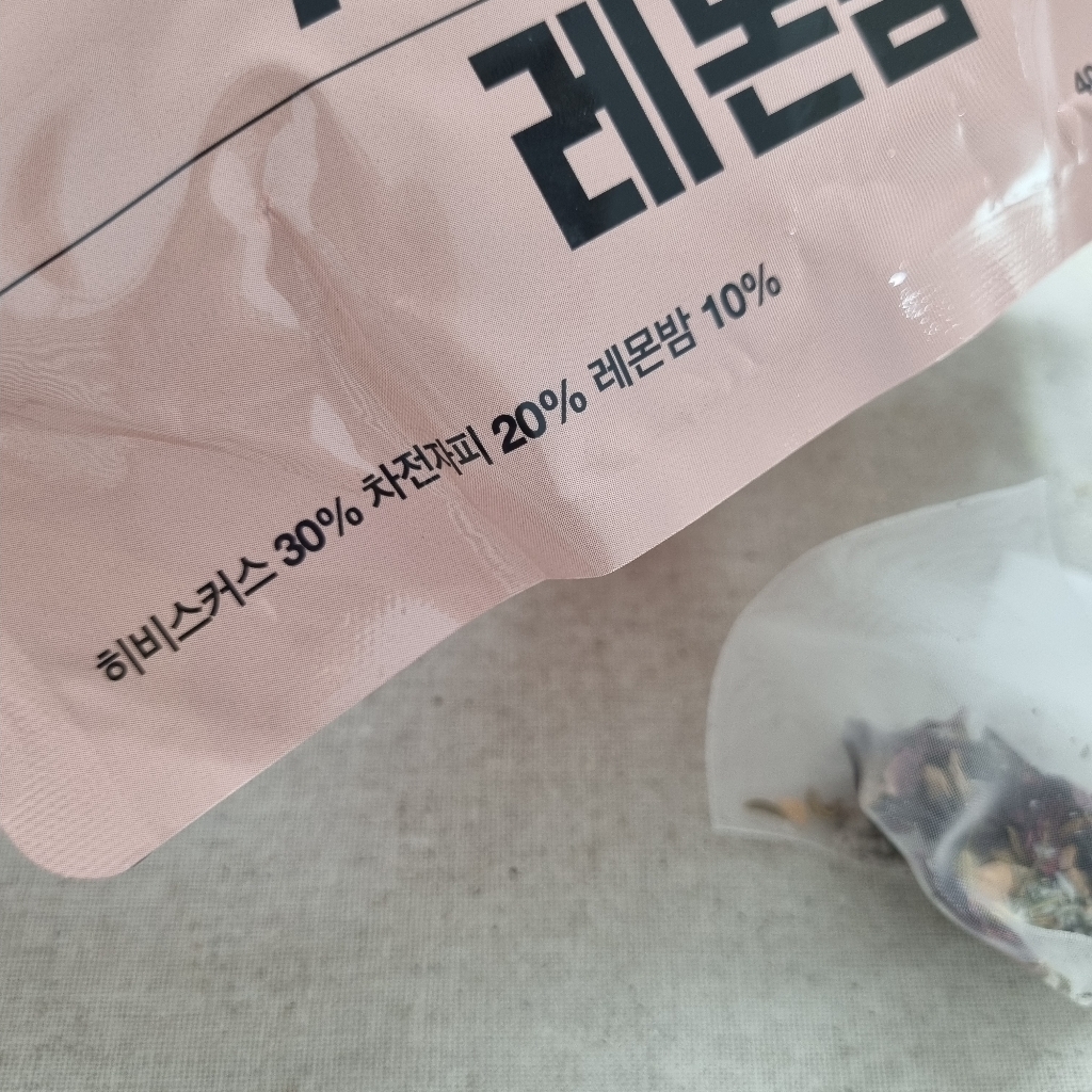 뻥차 히비스커스 차전자피 레몬밤 핑거루트 펜넬 블랜딩티 생분해성 삼각티백 긴끈 카페인없는 물대신차