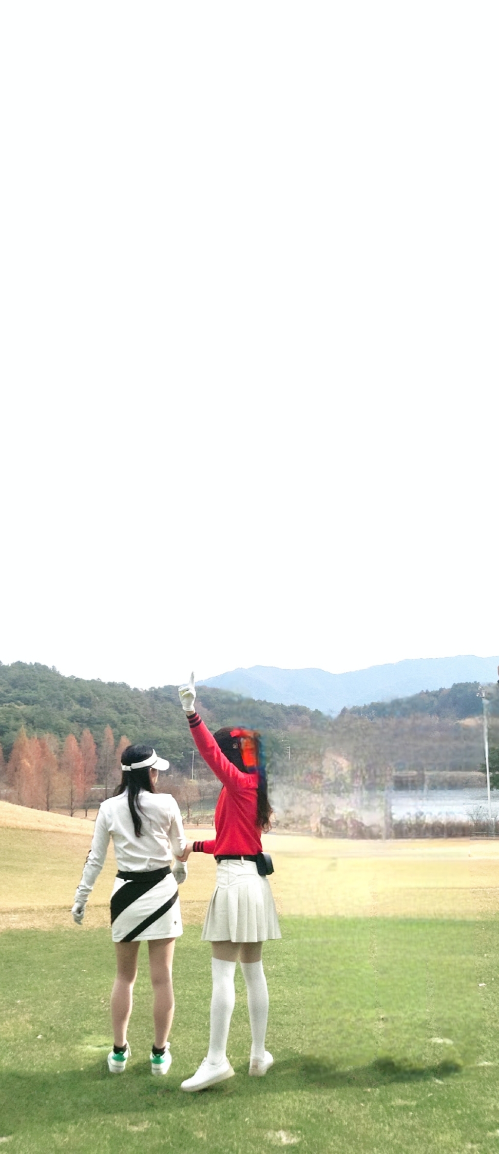 [골프공장] 여성 골프웨어 레더 가죽 골프 치마 기모 안감 플리츠 골프스커트