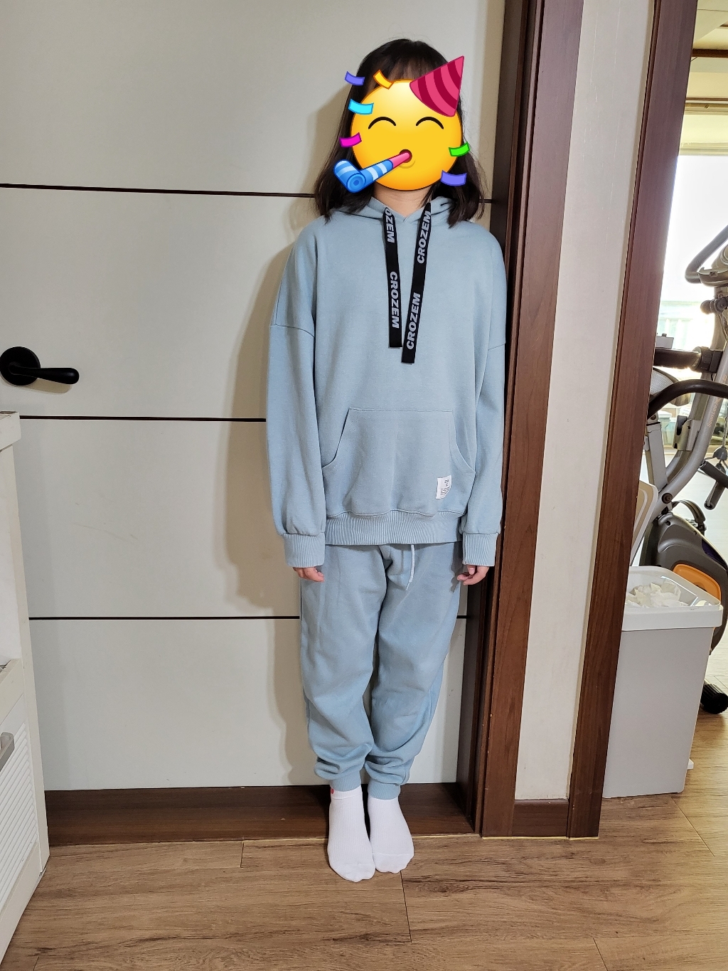 크로젬 주니어 남녀공용 특양면 테이프 스트링 오버핏 후드 트레이닝 CRZSTJ 219
