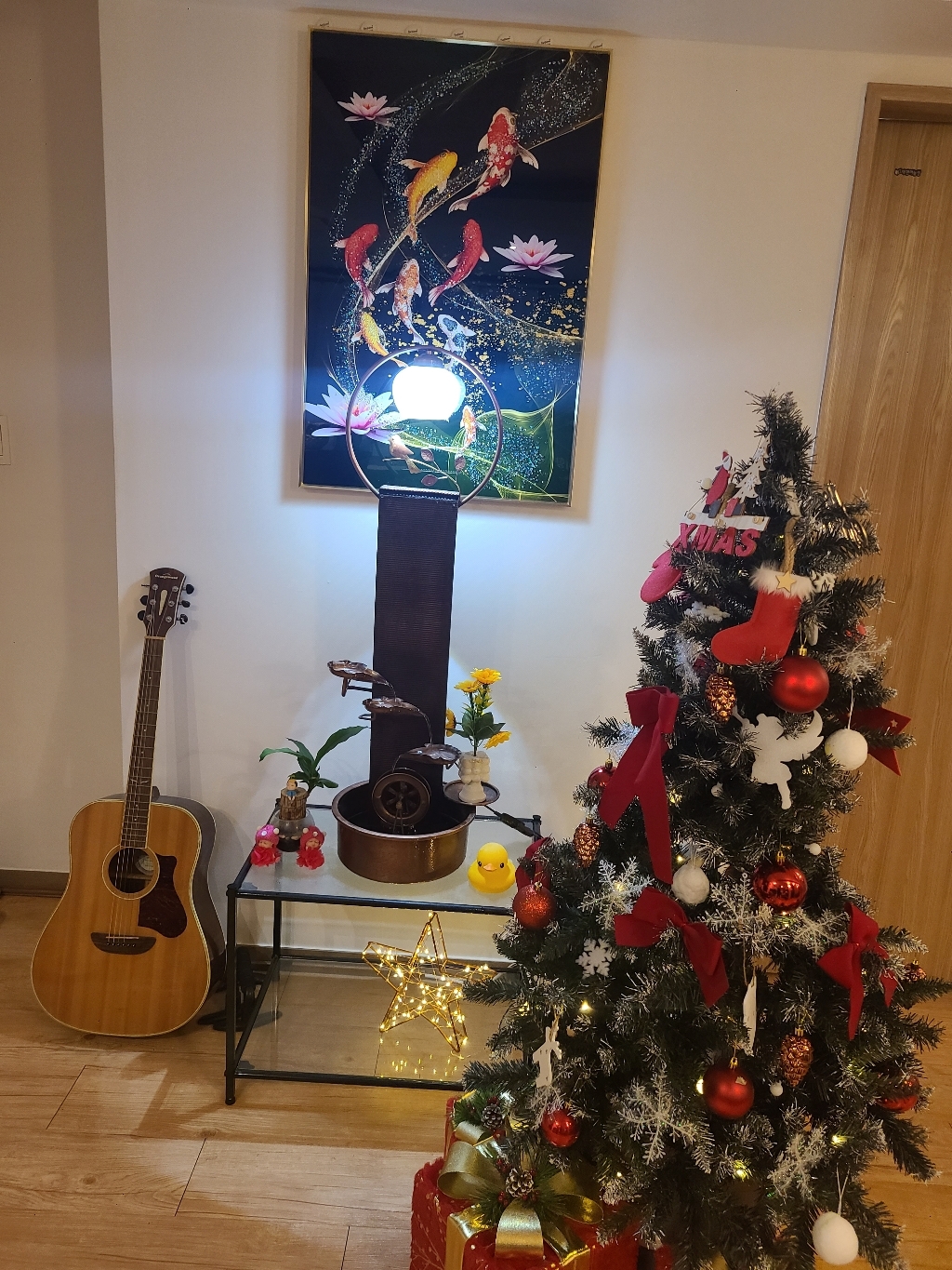 [풍수아트] 보석 잉어 연꽃 그림 황금 풍수지리 인테리어 대형 액자 유화 물고기그림