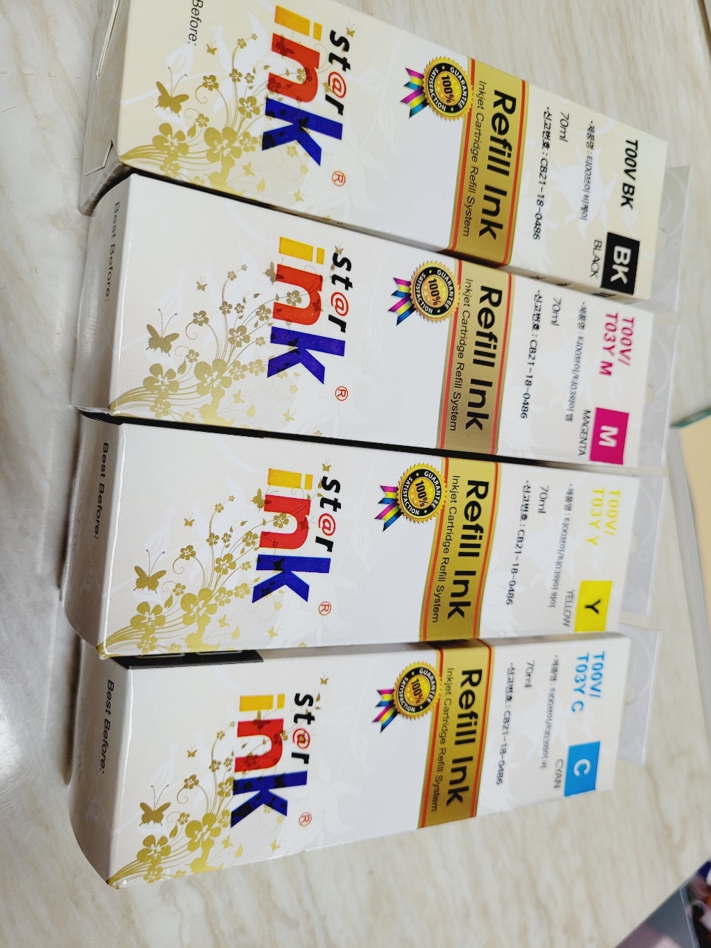 엡손환잉크 T00V 4색세트 1110 3100 3106 3156 3210 3216 3256 5190 5196 5290