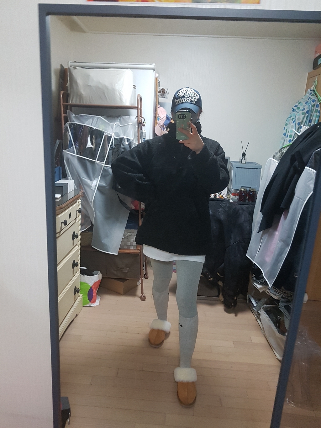 문컬렉션 털 반집업 아노락 후리스 하이넥