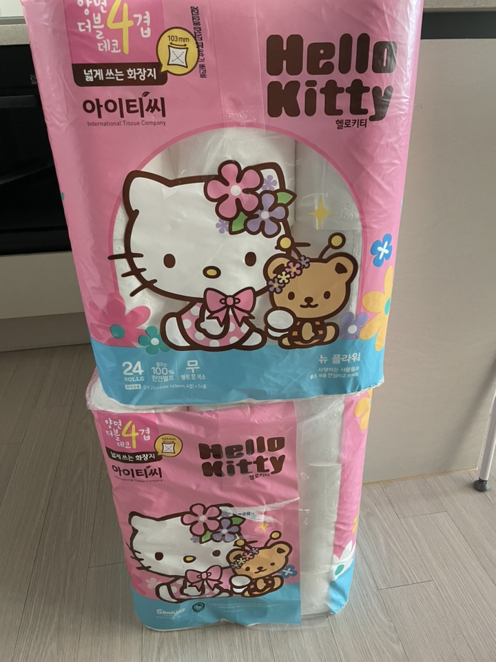 헬로키티 프리미엄 플라워 천연펄프 4겹 화장지