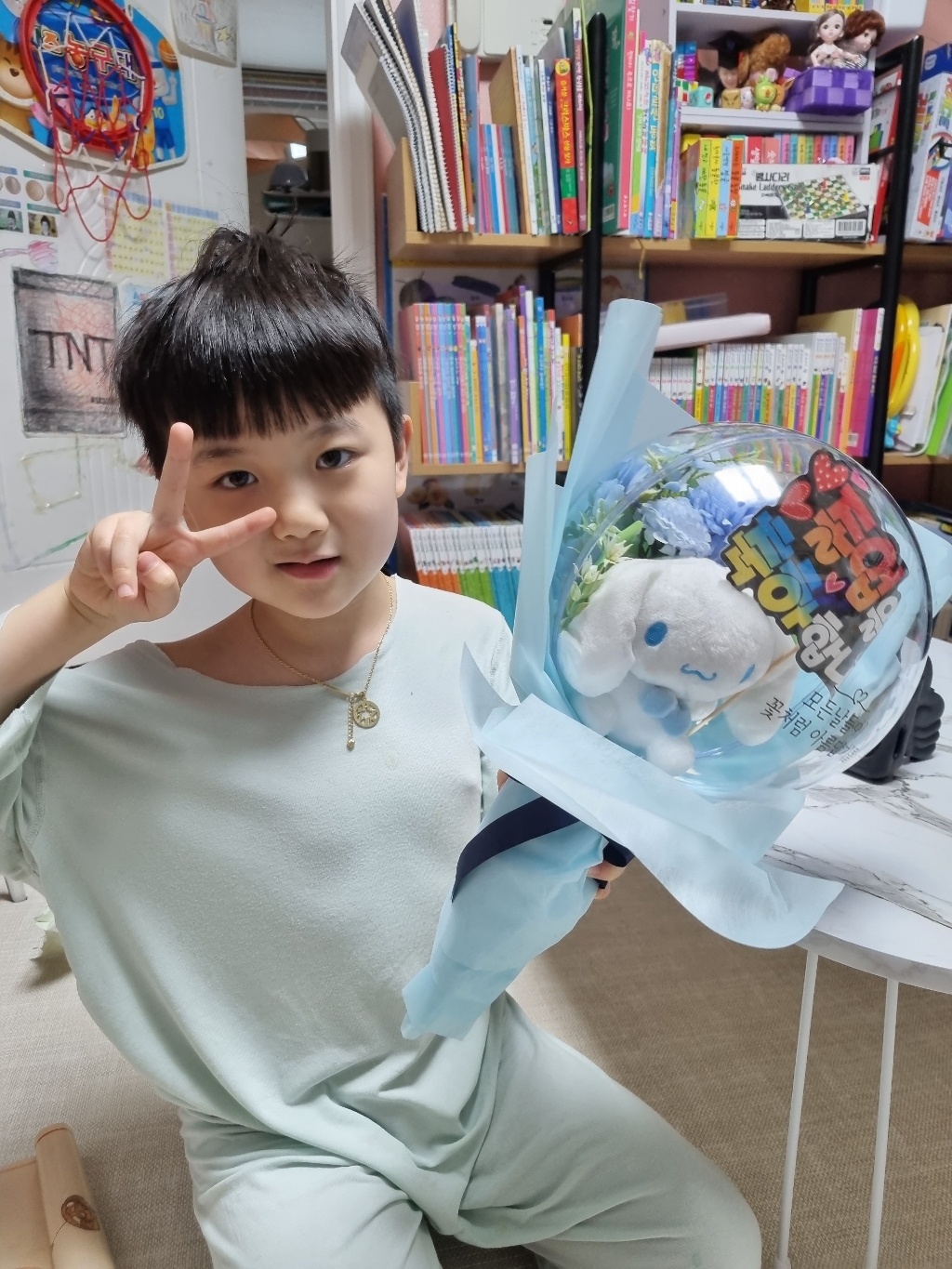 모리앤 정품캐릭터 레터링풍선 인형꽃다발 시나모