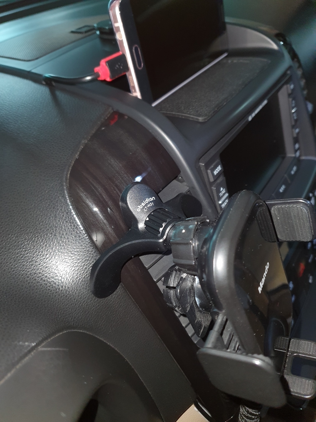 옵시디언 차량용 원형 일자형 송풍구 휴대폰거치대 후크형 3점마운트 CT-H31 스팅어 그랜져
