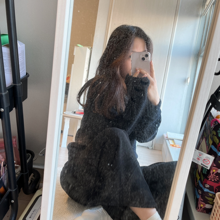 EE ARIS 소프트터치 카라넥 부클 가디건 리뷰 후기