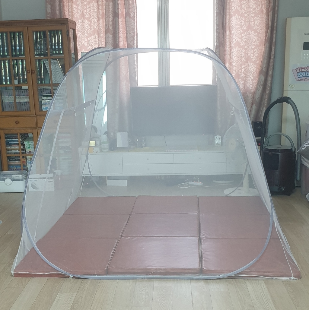 월넛팸 원터치 모기장 침대 텐트 대형 접이식 킹 퀸 더블 싱글