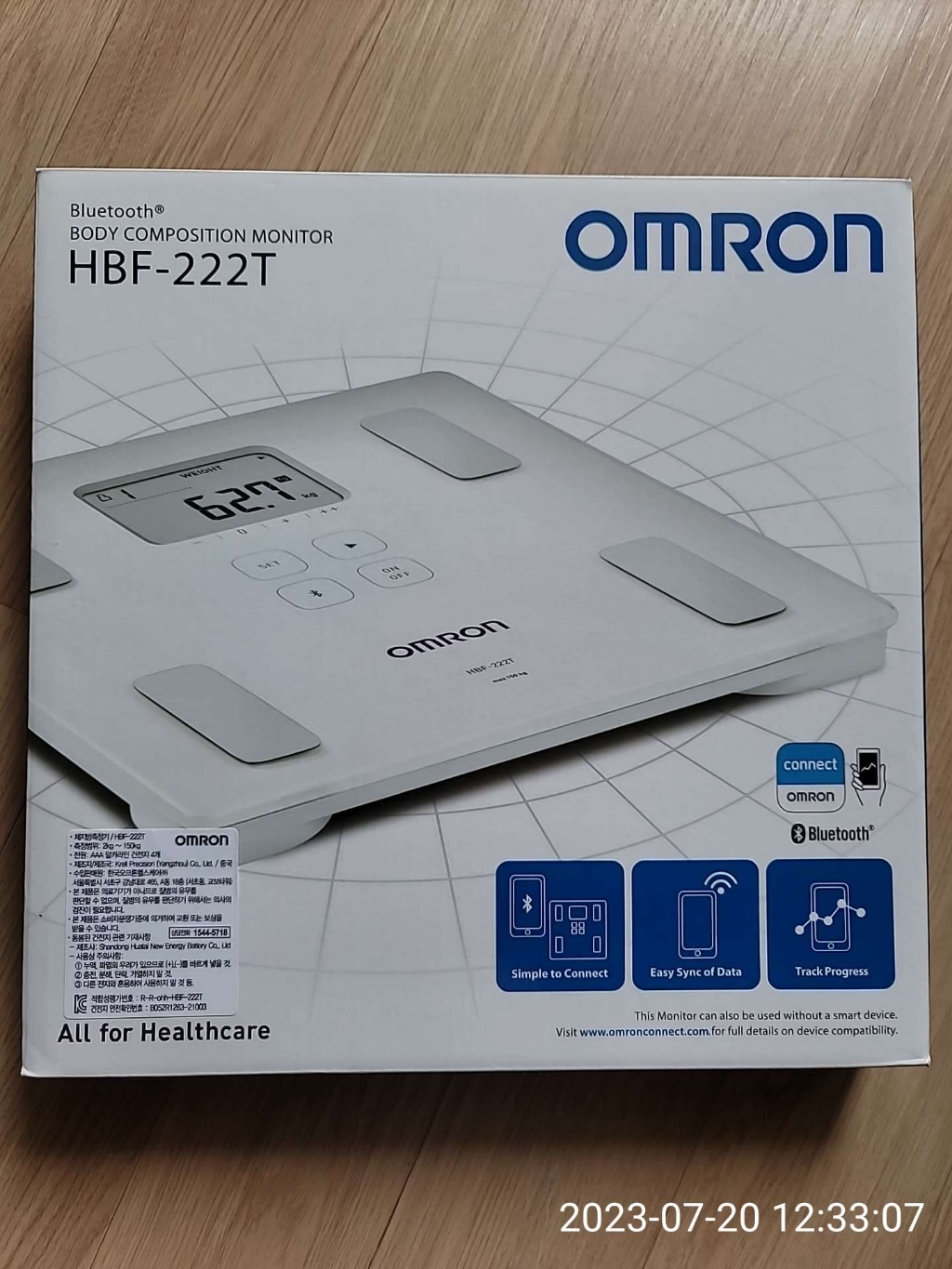 오므론 스마트 체중계, HBF-222T, 혼합색상