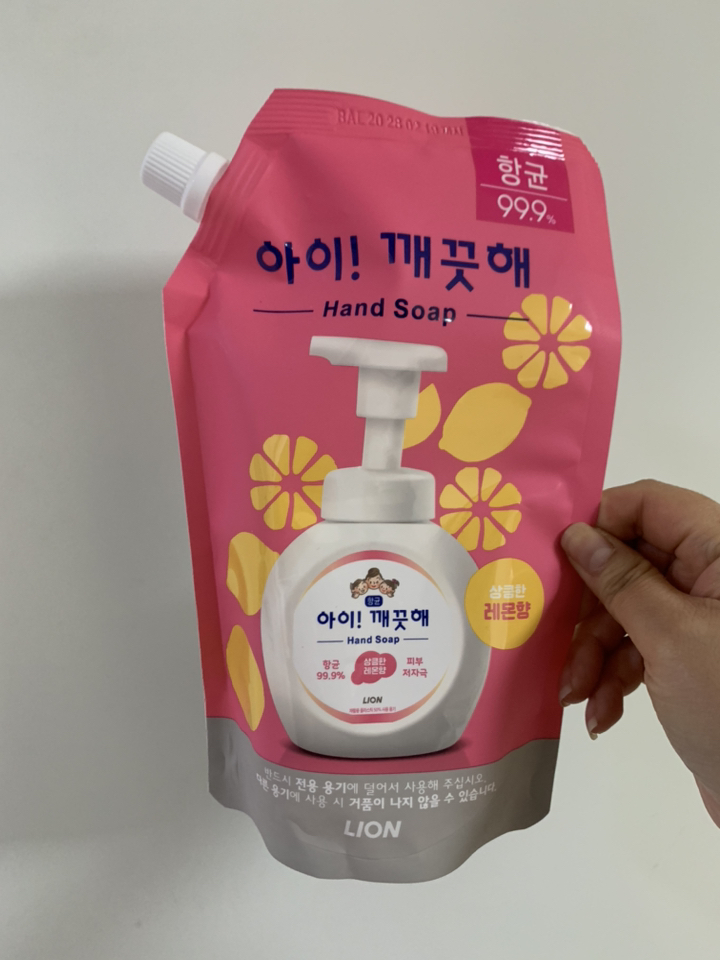 아이깨끗해 항균 폼 핸드솝 레몬향 리필, 600ml, 1개