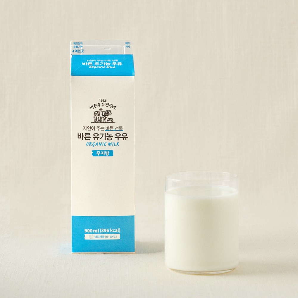 바른우유연구소 바른 유기가공식품인증 우유 오리지널, 900ml, 6개