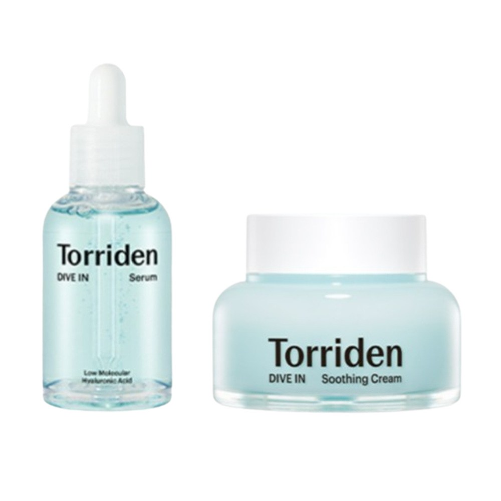 Torriden 수분충전 2종세트] 다이브인 세럼50ml+수딩크림100ml 1세트2세트 #토리든다이브인세럼&수딩크림 토리든수분세럼 속보습크림 다이브인저분자히알루론산세럼&크림세트, 2세트