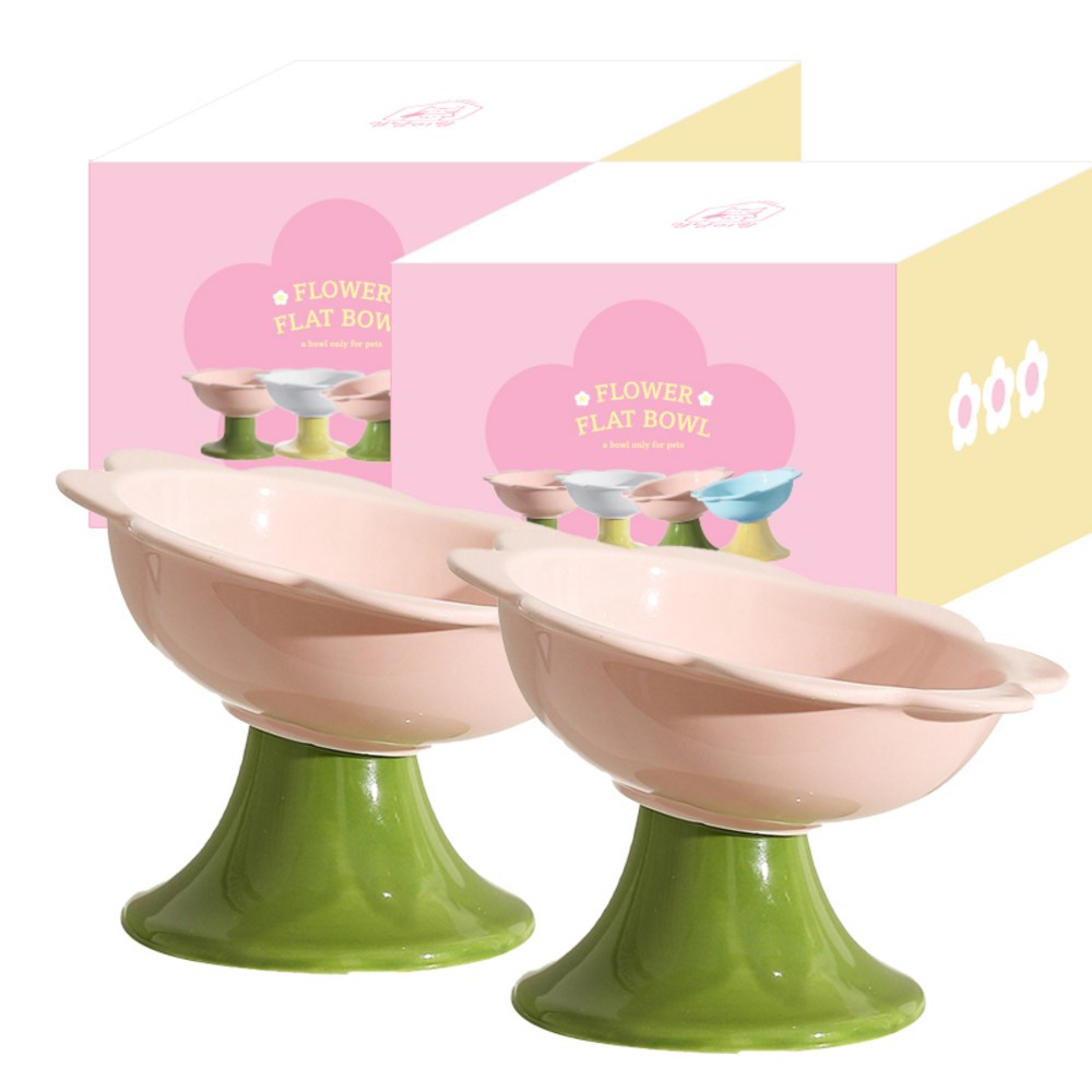 반려동물을 위한 세련된 식사 경험: 멍냥이랑 반려동물 플라워 식기