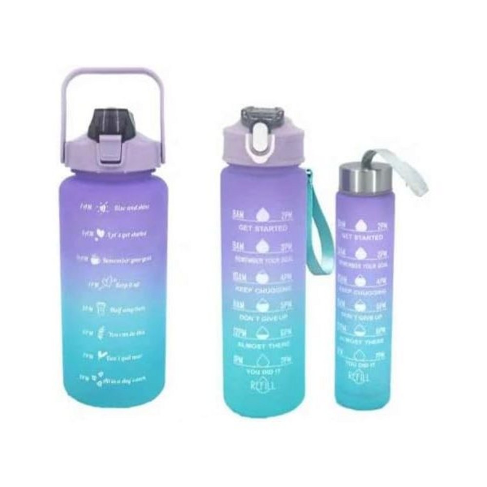 3Pcs 누출 방지 및 BPA 무료 70oz 25oz 10oz 물병과 타임 마커 스트랩이 포함되어 피트니스 체육관 캠핑 하이킹 야외 스포츠 피크닉에 충분한 물을 마실 수 있습니, 3개