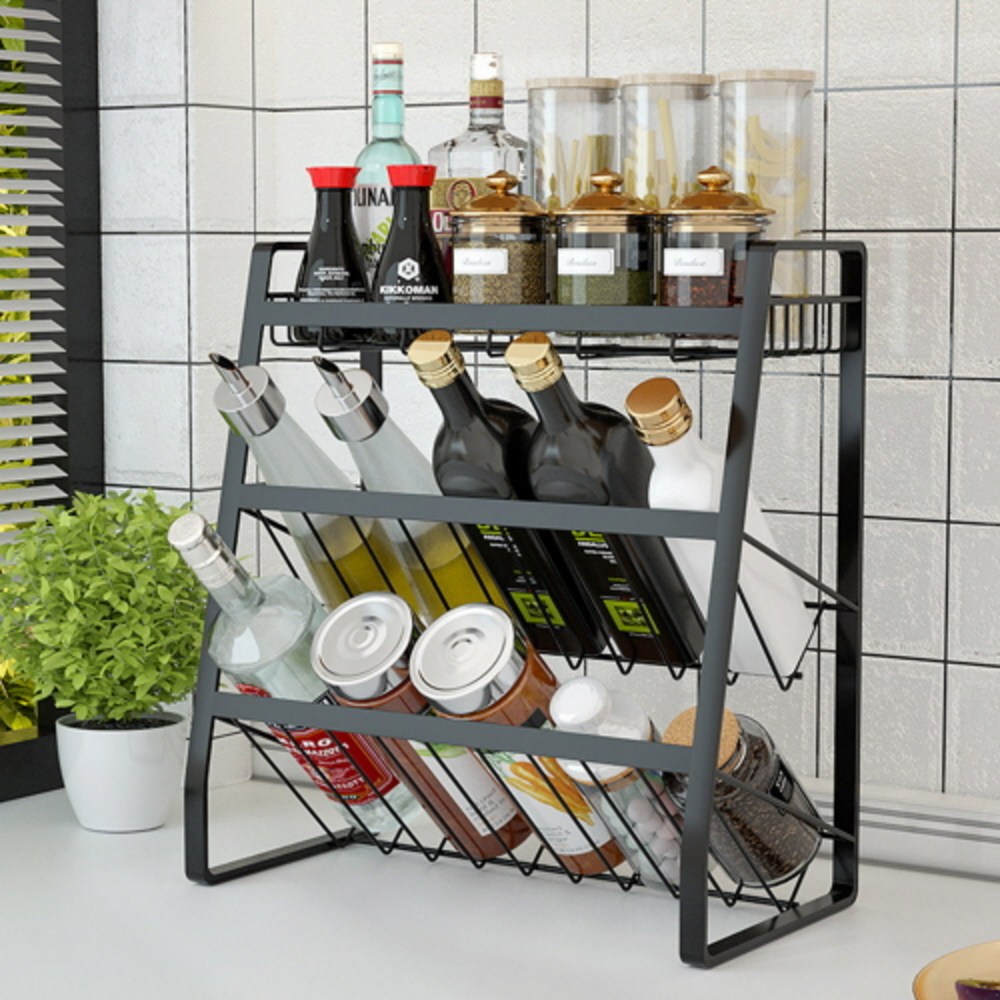 주방 혁명템! 무타공마켓 3단 슬라이딩 양념통 선반으로 요리 효율 UP!