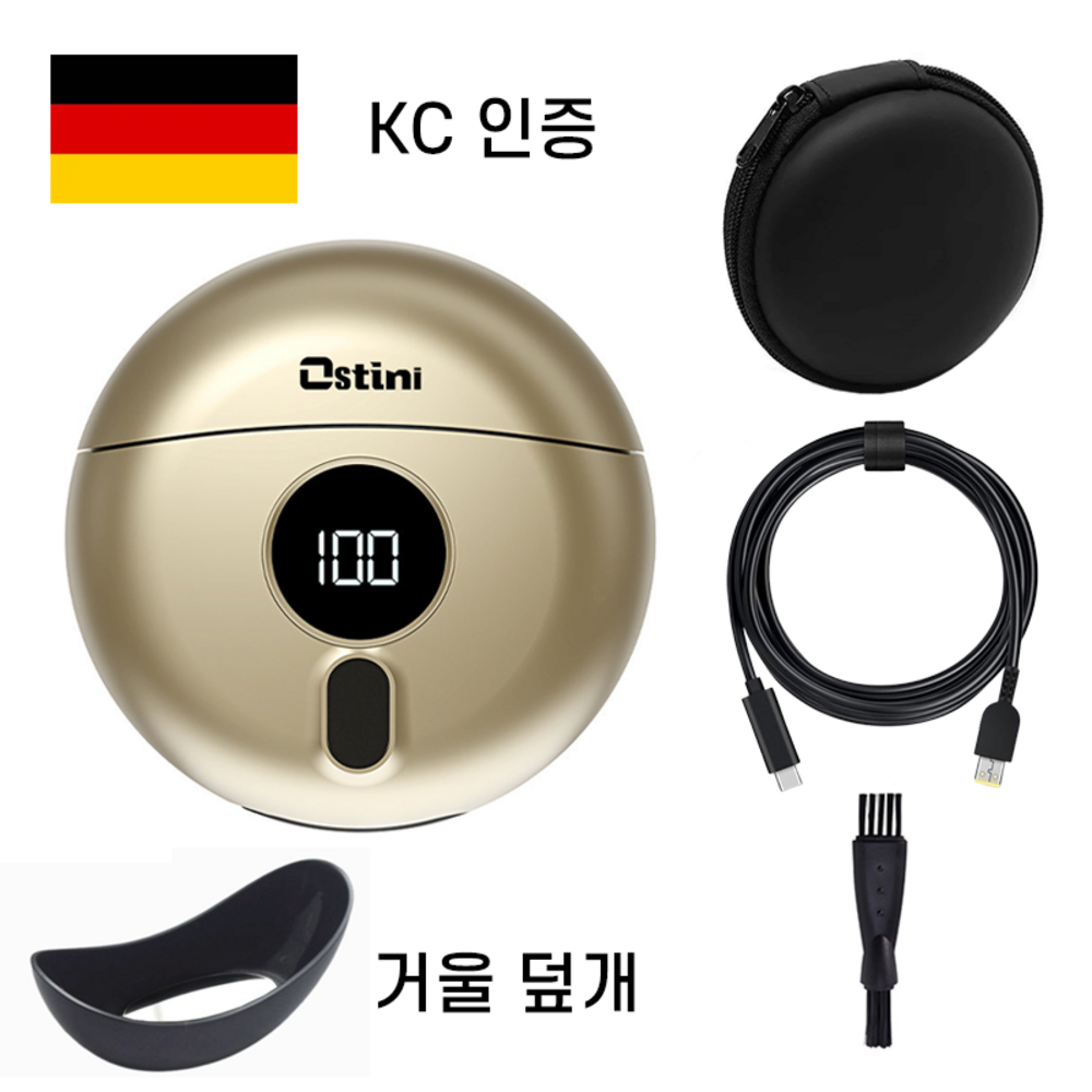 Ostini 고품질 휴대용 더블헤드 전기면도기 USB충전면도기 자동면도기 대동력, 블랙, TJ01