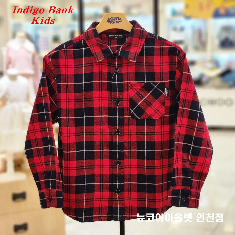 가을을 물들이는 부드러운 매력, 인디고뱅크키즈 레드 체크 셔츠