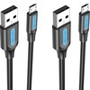 벤션 마이크로 5핀 USB 고속충전케이블, 0.25m, 블랙, 2개