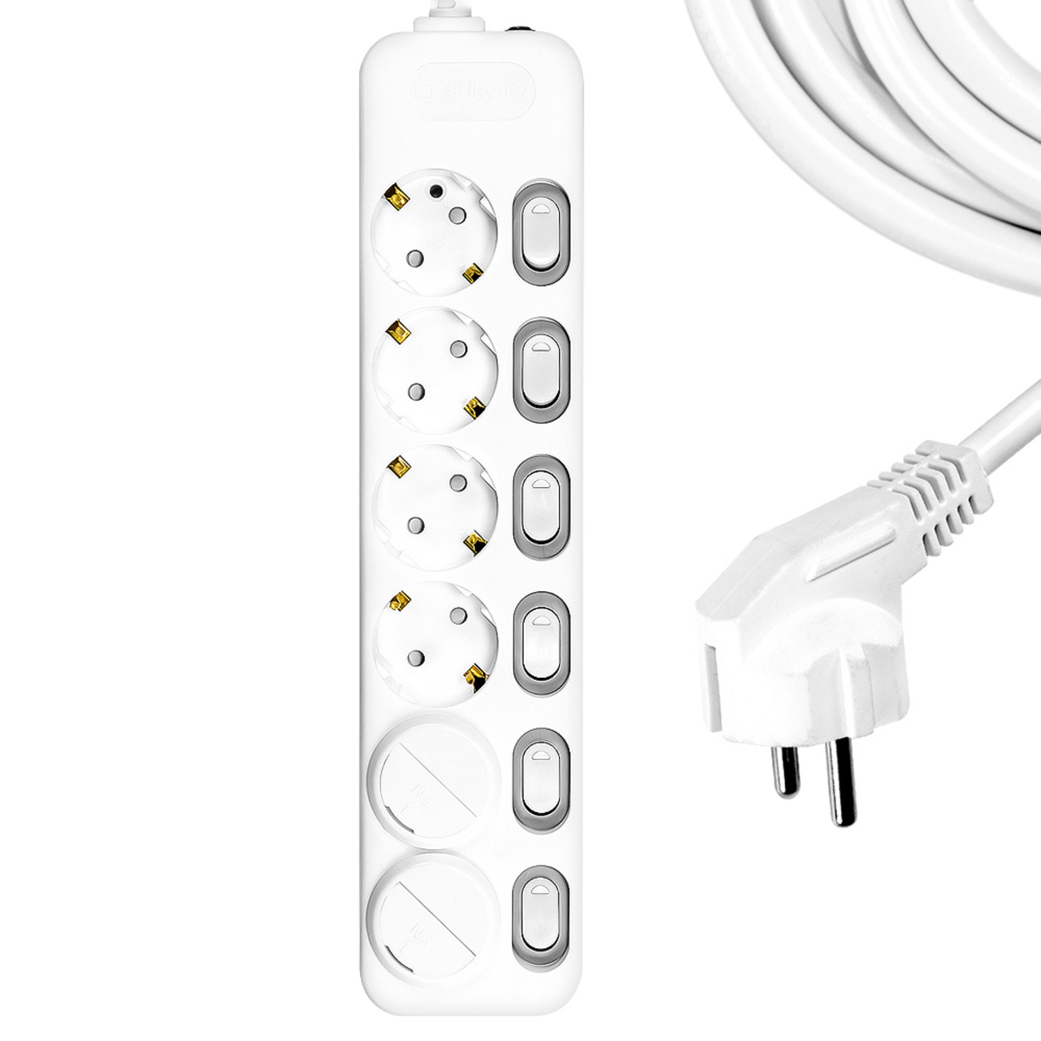 안전과 편리함을 동시에! 써지오 스위치 멀티탭 개별 6구 DH-1668-MT 콘센트