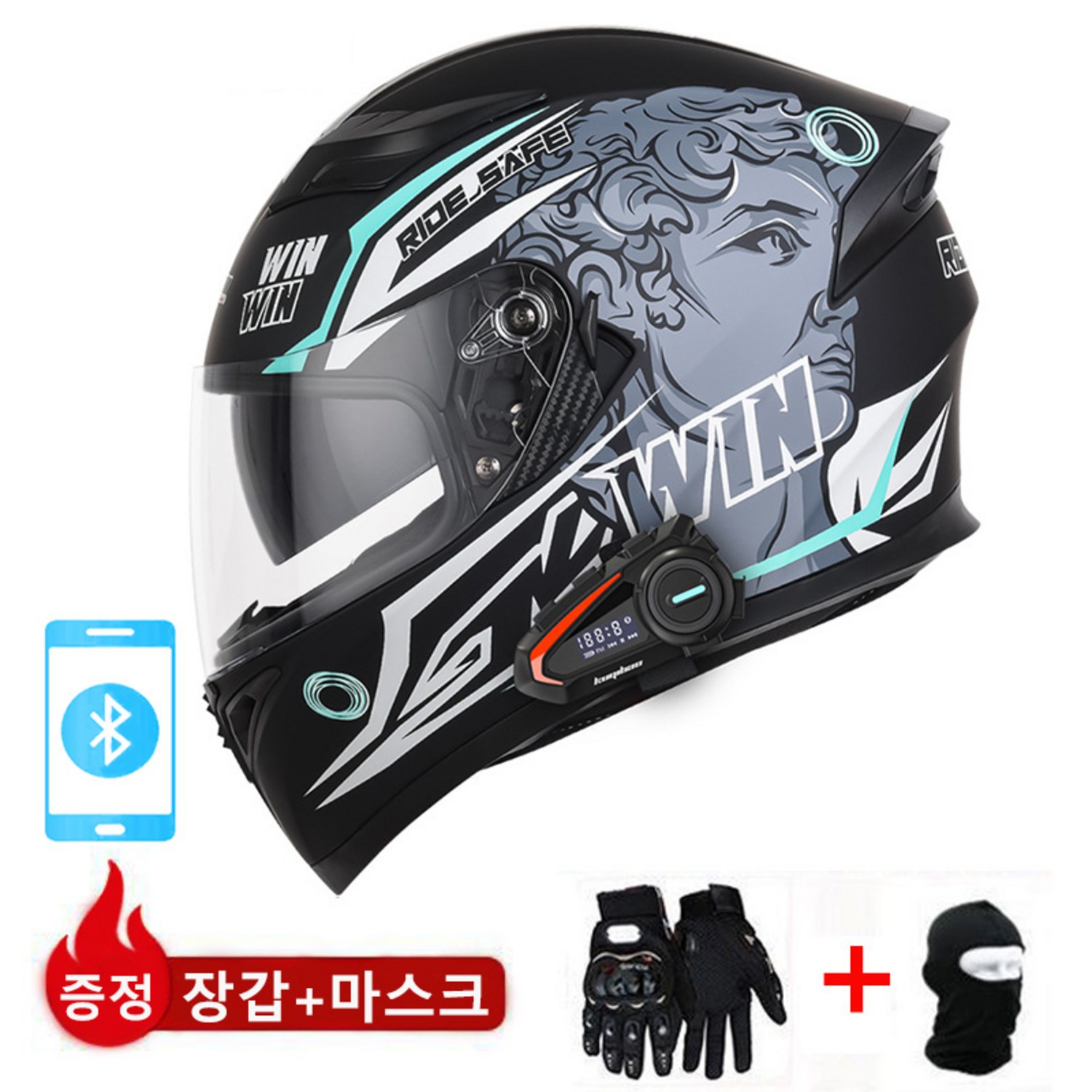 ABS 풀페이스 시스템 탈부착 블루투스 이어폰 오토바이 헬멧 블루투스 헬멧311, A-10