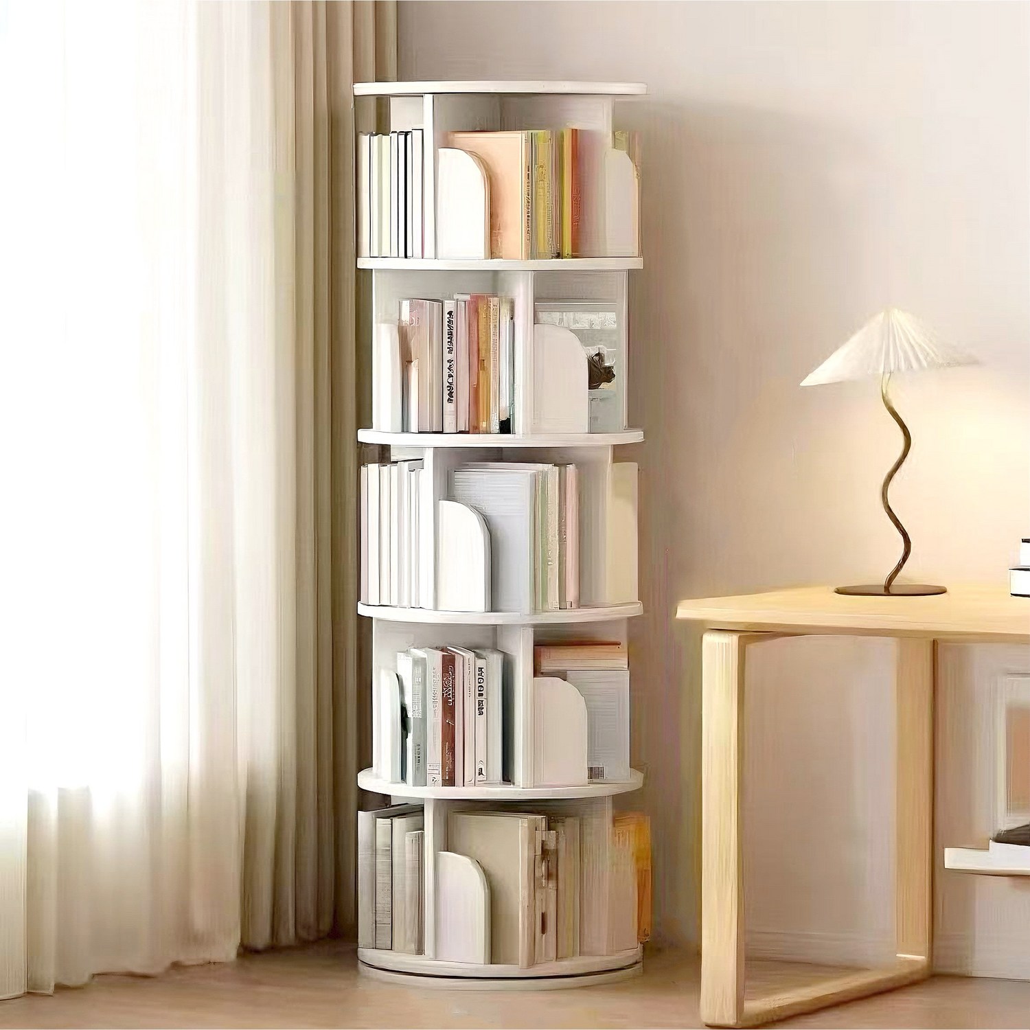 거대한 수납 공간, 편리한 회전 기능: KURUA 학생 책장으로 책정리 완벽해짐