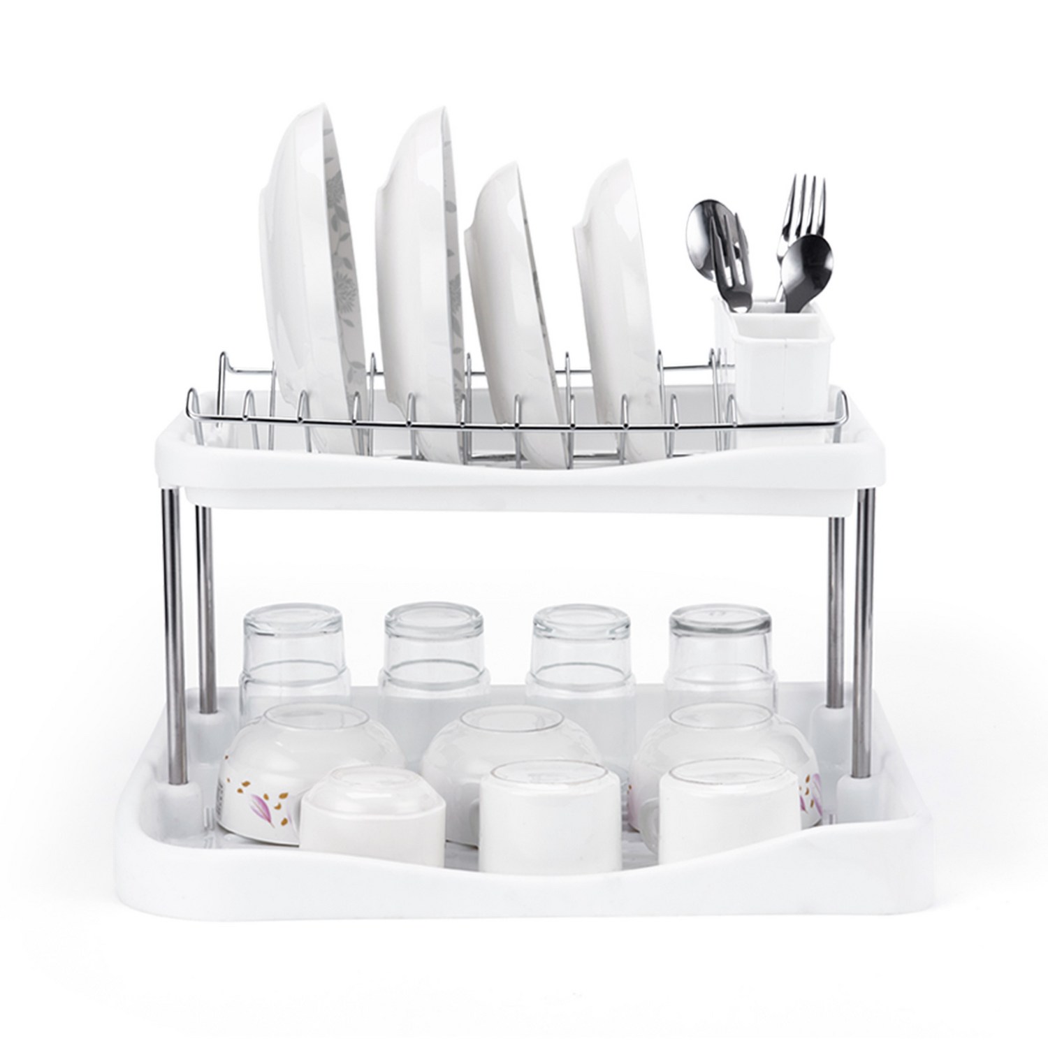 주방을 빛내는 마법! 2단 플라스틱 식기건조대로 설거지 후의 행복을 만끽하세요!