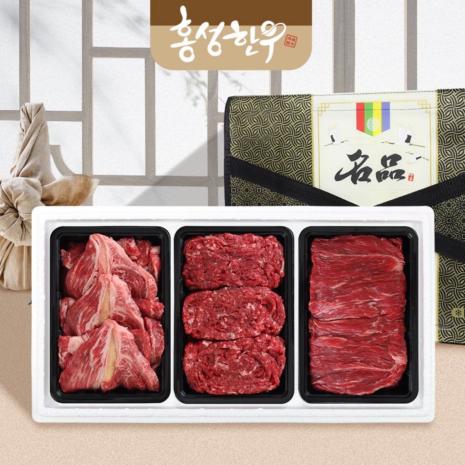 [홍성한우] 1등급 암소 다온 구이혼합 선물세트 5호 1.2kg(등심400 불고기400 국거리400), 1세트