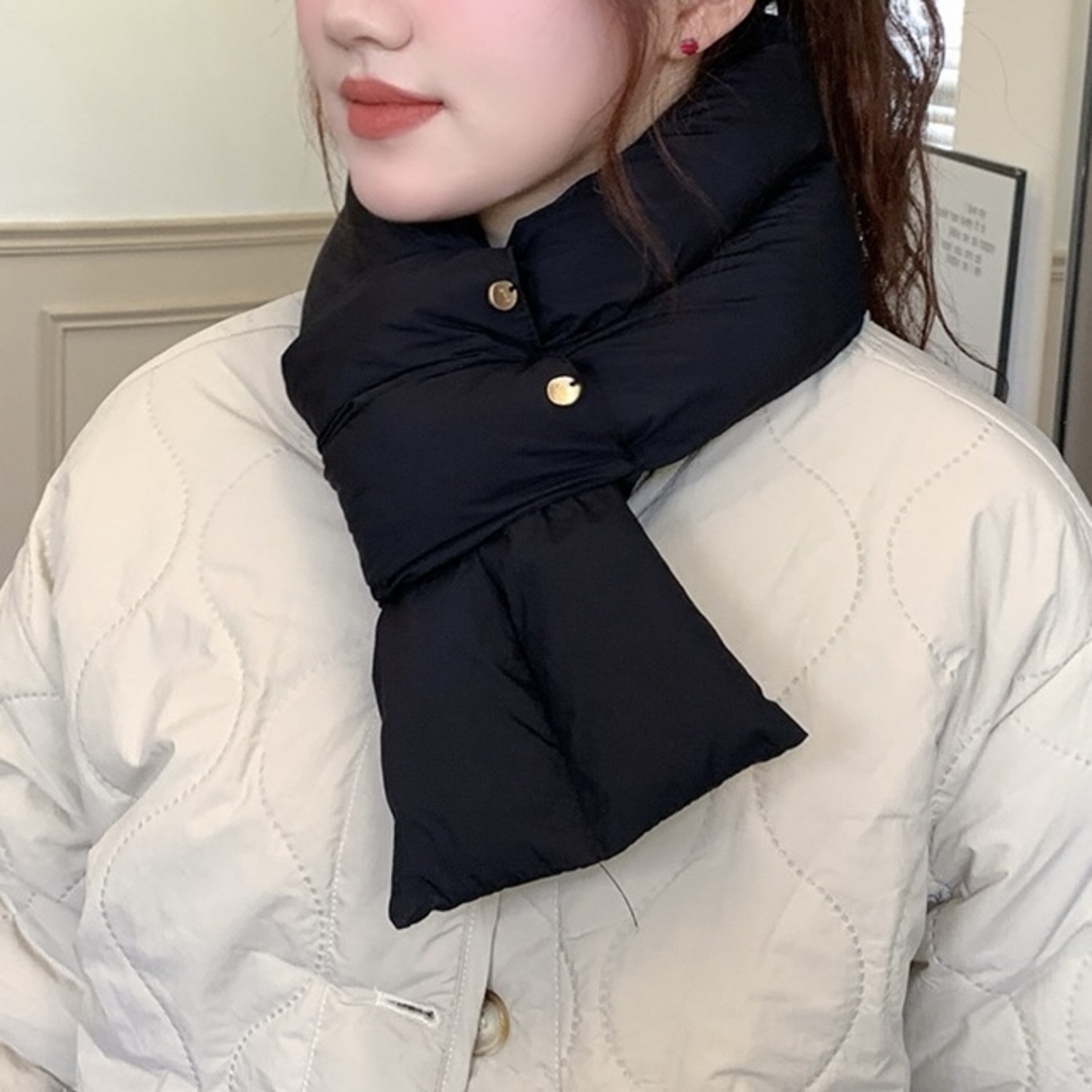 엘바 경량 패딩 머플러 남녀공용 방한 목도리