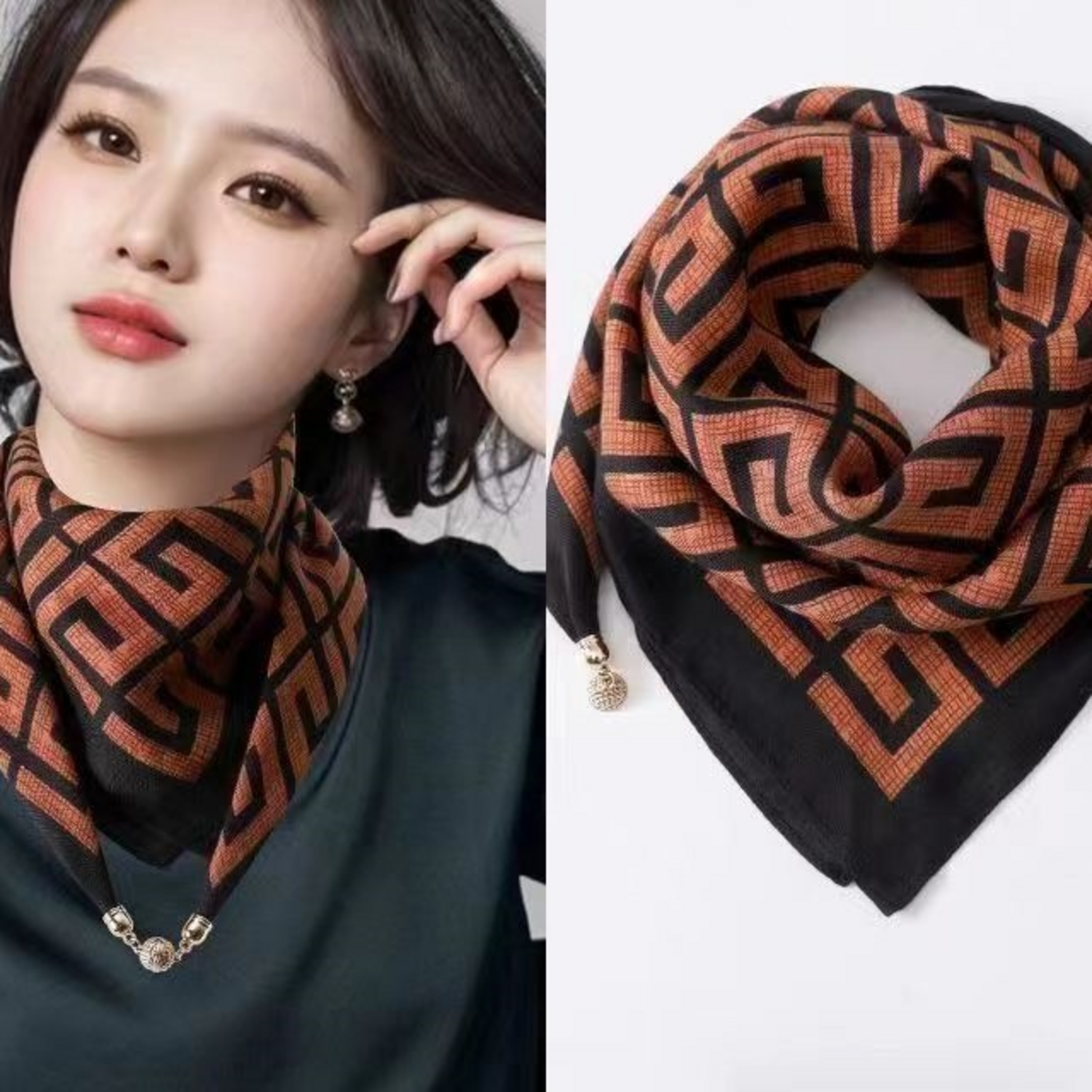 가을 낭만을 담은 팬다 럭셔리 스카프, 지금 바로 득템하세요!