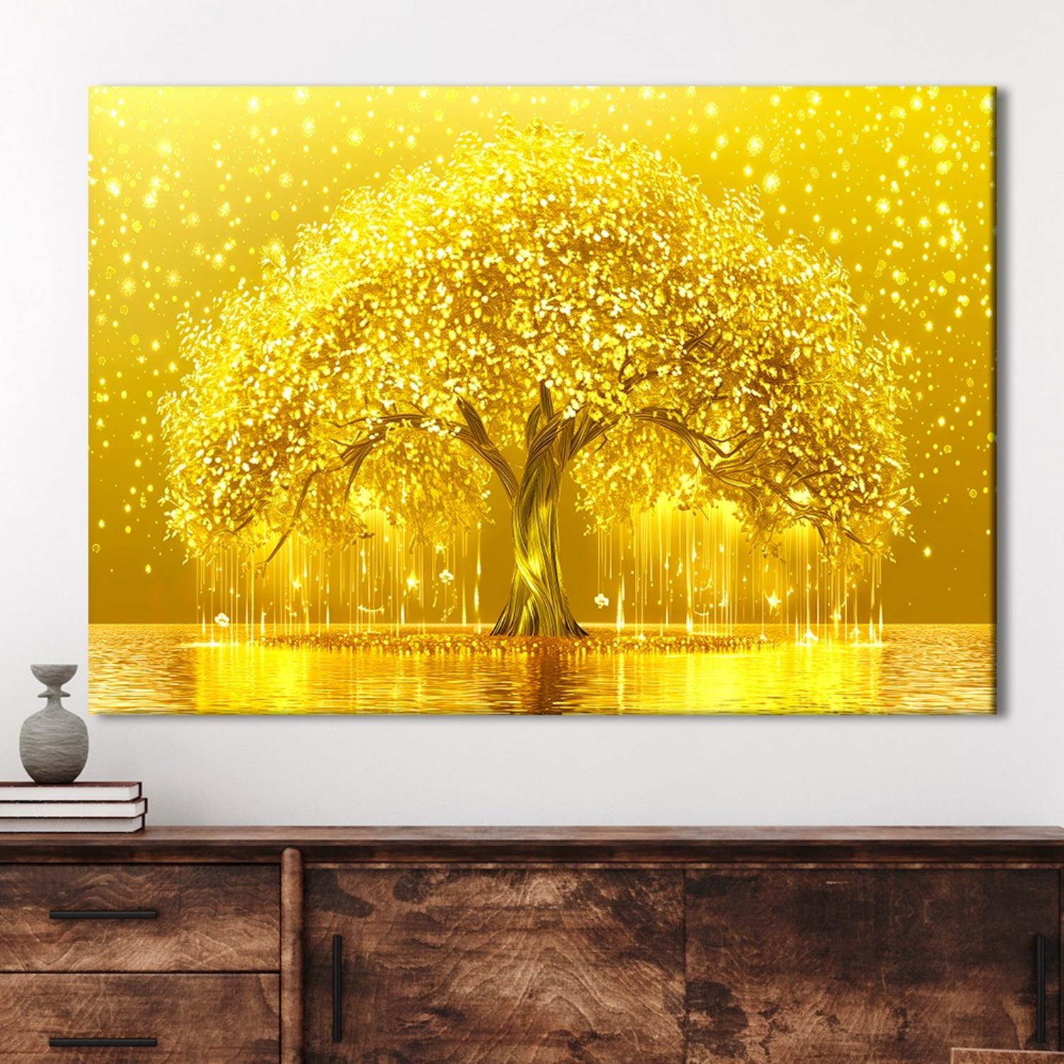 황금의 풍요를 담은 돈나무 그림 액자 인테리어그림